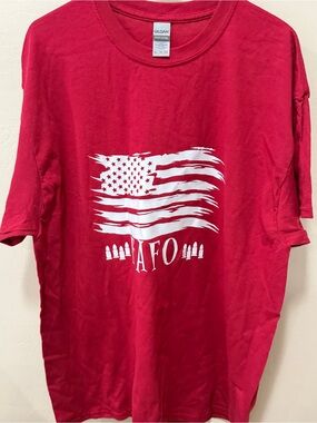 GILDAN Red T-Shirt with American Flag Graphic FAFO Sz XL